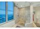 Spa bathroom featuring a glass shower with a view of the city at 222 Karen Ave # 601, Las Vegas, NV 89109