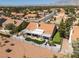 Expansive aerial view featuring a fenced backyard and a charming covered patio at 2816 Golfside Dr, Las Vegas, NV 89134