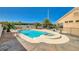 Backyard swimming pool and spa area with mountain views at 3112 Haddon Dr, Las Vegas, NV 89134