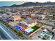 Aerial view of a backyard and outdoor space with a sparkling pool at 5328 Hickory Tree St, Las Vegas, NV 89149