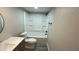 Updated bathroom with new vanity, toilet, and shower-tub combo at 5720 Goldmount Ave, Las Vegas, NV 89107