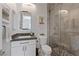 Modern bathroom featuring a glass-enclosed shower, sleek vanity, and stylish fixtures at 7289 Sea Anchor Ct, Las Vegas, NV 89131