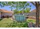 Backyard with above ground pool, green grass and beautiful landscaping at 905 White Thunder St, Henderson, NV 89002
