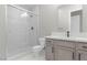 Clean bathroom with walk-in shower, modern vanity, and sleek fixtures at 9475 W Rosada Way, Las Vegas, NV 89149
