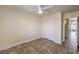 Bedroom featuring a ceiling fan and closet with light neutral paint at 1044 Spanish Needle St, Henderson, NV 89002