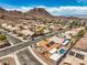 A backyard oasis with a private pool and well-kept landscaping, set against a backdrop of scenic mountains at 1044 Spanish Needle St, Henderson, NV 89002