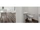 Bathroom with wood-look floors, pedestal sink, and toilet at 216 Callen Falls Ave # 1423, Henderson, NV 89011