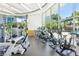 Well-equipped fitness center with cardio machines and weightlifting stations with palm tree views at 222 Karen Ave # 3208, Las Vegas, NV 89109