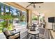 Covered patio offering a view of the pool and lush landscaping at 2346 Villandry Ct, Henderson, NV 89074