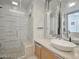 Elegant bathroom showcasing a glass shower and large, modern bathtub at 3722 Las Vegas Blvd # 603, Las Vegas, NV 89158