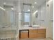 Modern bathroom featuring a glass shower, vessel sink, and sleek vanity at 3722 Las Vegas Blvd # 603, Las Vegas, NV 89158