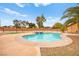 Backyard featuring a sparkling pool, spa, and mature landscaping, perfect for outdoor entertaining at 7119 Wolf Rivers Ave, Las Vegas, NV 89131