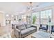 Spacious living area with an open layout connecting to a modern kitchen and outdoor patio at 10667 Olympic Pine Dr, Las Vegas, NV 89135