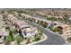 View of neighborhood featuring the home with a tile roof, desert landscaping, and paved streets at 11856 Barona Mesa Ave, Las Vegas, NV 89138