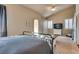Spacious bedroom features vaulted ceiling, bright windows with shutters, and a ceiling fan at 3088 Paseo Mountain Ave, Henderson, NV 89052