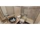Bathroom featuring a modern vessel sink and walk-in shower with tile surround at 3151 Soaring Gulls Dr # 1074, Las Vegas, NV 89128