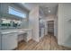 Elegant bathroom with double vanity, a makeup counter, and a glass-enclosed shower at 4861 Ridgewood, Pahrump, NV 89061