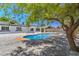 Private backyard with a sparkling pool and lush landscaping, perfect for relaxing and entertaining at 5279 Consul Ave, Las Vegas, NV 89142