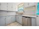This kitchen features white cabinets, stainless steel dishwasher, and a window above the sink at 600 Federal St, Henderson, NV 89015