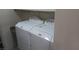 Laundry area with modern washer and dryer, complete with overhead storage shelf at 864 Chianti Way, Mesquite, NV 89027