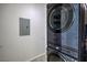 Close-up of a modern, stacked washer and dryer set, showcasing their sleek design in a dedicated laundry space at 900 S Las Vegas Blvd # 1208, Las Vegas, NV 89101