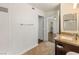 Bathroom has tile floors, granite countertop, sink, and access to the bedroom at 950 Seven Hills Dr # 2924, Henderson, NV 89052