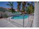 A refreshing swimming pool in a private backyard is surrounded by mature palm trees at 185 Camrose St, Henderson, NV 89074