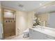 The bathroom offers an elegant standing shower and vanity at 2777 Paradise Rd # 2302, Las Vegas, NV 89109