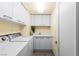 Efficient laundry room featuring stacked washer and dryer, ample storage, and a convenient utility sink at 2777 Paradise Rd # 2302, Las Vegas, NV 89109