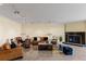 Living room showcasing ample seating, a fireplace, and stylish lighting at 2777 Paradise Rd # 2302, Las Vegas, NV 89109
