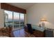 Bedroom with a desk and floor-to-ceiling windows with city views at 2877 Paradise Rd # 2602, Las Vegas, NV 89109