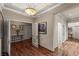 Hallway with hardwood floors, elegant decor, and access to multiple rooms at 2877 Paradise Rd # 2602, Las Vegas, NV 89109