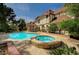 Backyard features a swimming pool and jacuzzi at 3141 E Katie Ave, Las Vegas, NV 89121