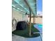 Covered patio with artificial grass near the pool creates an ideal space for outdoor enjoyment at 3854 Chutney St, Las Vegas, NV 89121