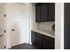 Pantry features marble countertops and black cabinetry, offering ample storage space at 6110 Pebble Glen Ct, Las Vegas, NV 89149
