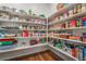 Spacious walk-in pantry with abundant shelving for optimal storage and organization at 715 Orange Plume Walk, Henderson, NV 89011