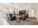 Spacious living room boasts a cozy fireplace, large windows, and comfortable seating at 7515 Splashing Rock Dr, Las Vegas, NV 89131