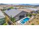 Aerial view of the backyard with a pool and spa at 8 Via Tiberina, Las Vegas, NV 89011