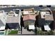 Aerial view of the property highlighting the home's location, backyard, rooftop patio, and proximity to nearby streets at 156 Campbelltown Ave, Henderson, NV 89015
