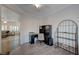 Bright office features built-in desk, shelving, and wood-look flooring at 2261 Evening Lights St, Henderson, NV 89052