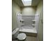 Bright bathroom featuring a shower-tub combination with built in shelves at 3797 Monument St, Las Vegas, NV 89121