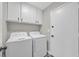 Clean laundry room featuring modern washer, dryer and storage cabinets at 3849 Boca Chica Ave, Las Vegas, NV 89120