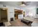 Bright living room and kitchen featuring a breakfast bar and access to dining and a bedroom at 4655 Gold Dust Ave # 206, Las Vegas, NV 89120