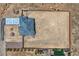 Bird's-eye view of property with large lot, featuring detailed roof and landscaping potential at 4740 W Agate Ave, Las Vegas, NV 89139