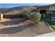 Low-maintenance desert landscaping with decorative rock and mature plantings at 574 Desert Tortoise Way, Mesquite, NV 89027
