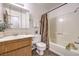 Clean bathroom featuring a modern vanity and a shower-tub combination at 6553 Baywood Ave, Las Vegas, NV 89103