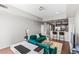 Bright and open floor plan with modern furnishings and a kitchen bar at 8255 Las Vegas Blvd # 1219, Las Vegas, NV 89123