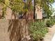 Side view of a home with block wall, bushes, gravel, and a small tree at 9937 La Paca Ave, Las Vegas, NV 89117