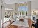 Spacious living room with high ceilings, large windows, and a fireplace at 1809 White Hawk Ct, Las Vegas, NV 89134