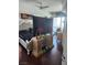 Bedroom with elegant furnishings, hardwood floors, and city view at 200 W Sahara Ave # 3510, Las Vegas, NV 89102